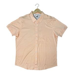 Raffi Casual Button Short Sleeve Down Shirt 100% Cotton Light Orange NWOT